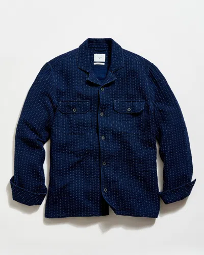 Billy Reid Pin Dot Dobby Two Pocket Overshirt Carbon Blue