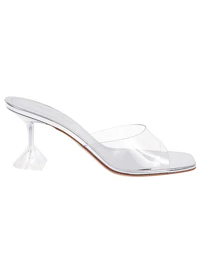 Amina Muaddi Women Lupita Glass Sandals In Gray