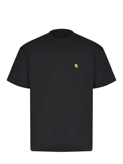Carhartt American Script Embroidered Logo T-shirt In Black