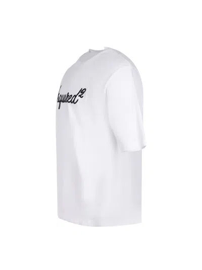 Dsquared2 T-shirt With Logo Embroidery In White