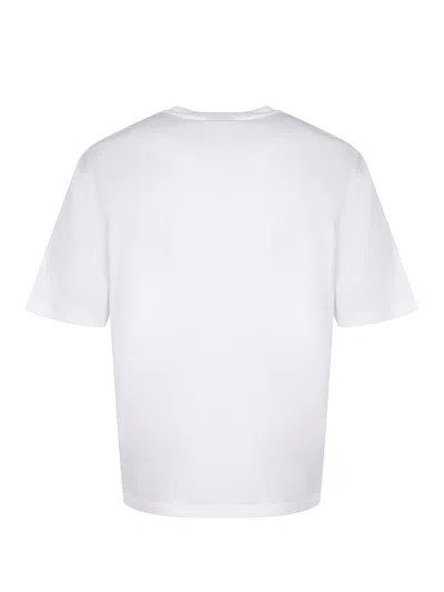 Dsquared2 Men White T-shirt With Embroidered Logo On The Chest In Cotton Man In White