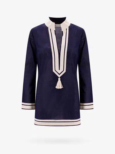 Tory Burch Cotton Tory Tunic In Blue