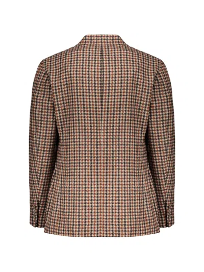 Fedeli Single-breasted Houndstooth Blazer In Brown