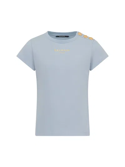 Balmain Button T-shirt In Blue