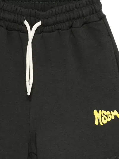 Msgm Logo-print Drawstring Shorts In Black