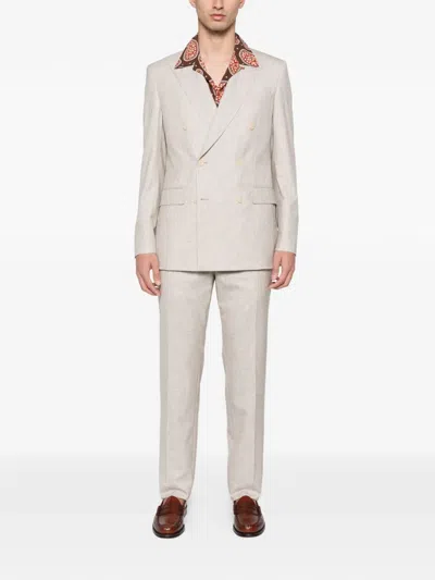 Fursac Buttoned Double-breasted Suit In Neutral