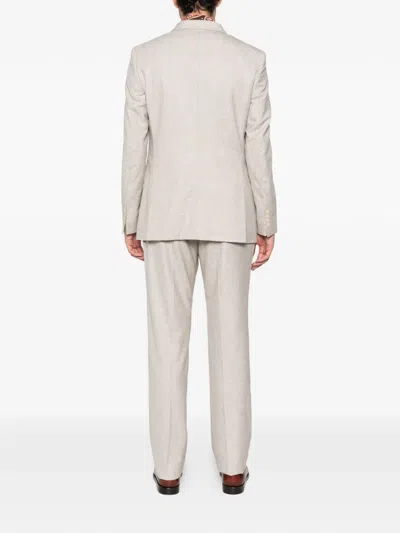 Fursac Buttoned Double-breasted Suit In Neutral
