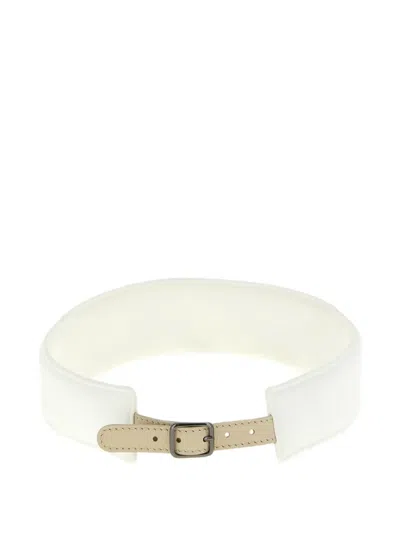 Brunello Cucinelli White Monile Solid Open Top Visor In White