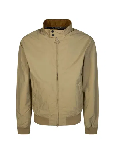 Barbour Royston Button Zip Bomber Jacket In Neutral