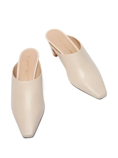 Stuart Weitzman Stasso Square-toe Mules In Neutral