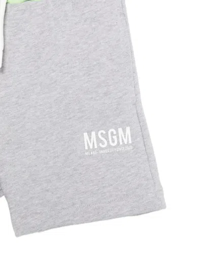 Msgm Contrast Drawstring Shorts In Gray