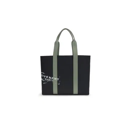 Givenchy Cotton Shoulder Bag Rectangular Shape Handles In Black