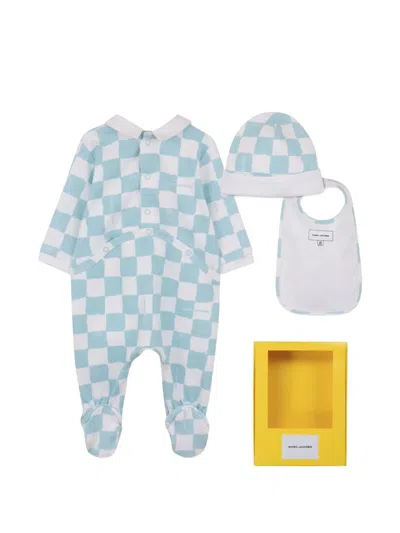 Marc Jacobs Collared Chequered-pattern Pyjama Set In Blue