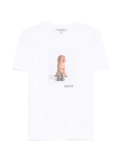 Barbour Bedale Cotton T Shirt With Print In White