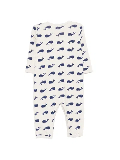 Petit Bateau Whale-print Romper In Neutral