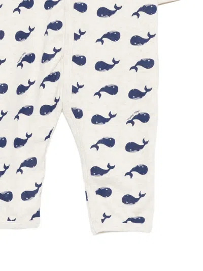 Petit Bateau Whale-print Romper In Neutral