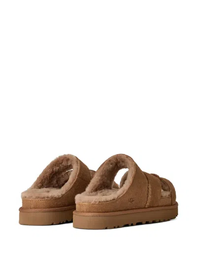 Ugg Chestnut Suede Greenport Cross Strap Sandals In Brown