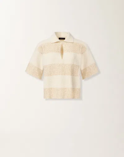 Fabiana Filippi Boxy Shirt In Striped Cotton Tweed With Sequins In Multi