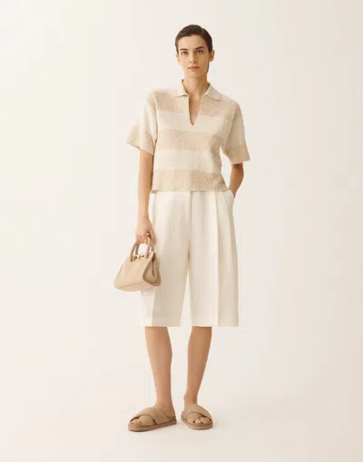 Fabiana Filippi Boxy Shirt In Striped Cotton Tweed With Sequins In Multi