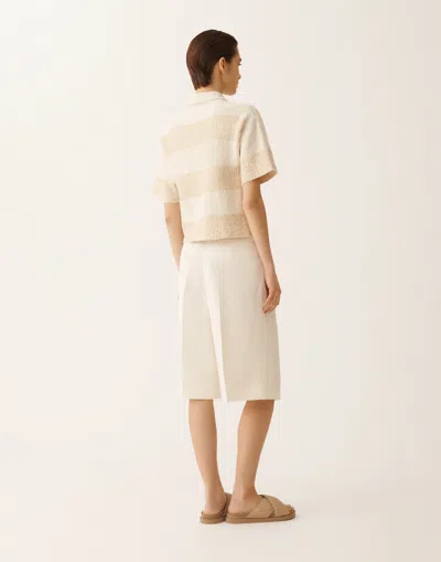 Fabiana Filippi Boxy Shirt In Striped Cotton Tweed With Sequins In Multi