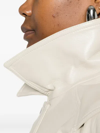 Agolde Aston Button Collared Jacket In Neutral