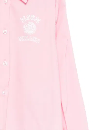 Msgm Logo-print Shirt In Pink