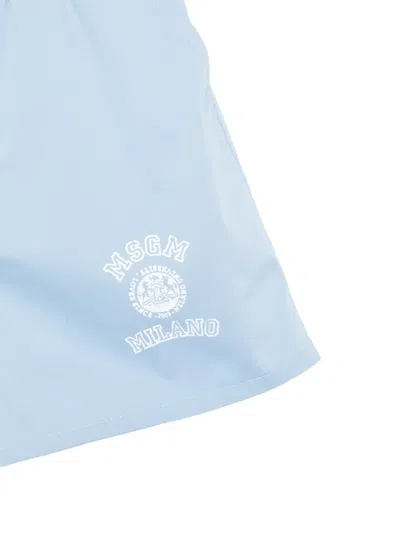 Msgm Logo-detail Shorts In Blue