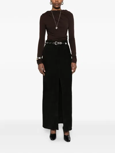Entire Studios Drape Long-sleeve Top In Brown