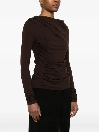 Entire Studios Drape Long-sleeve Top In Brown