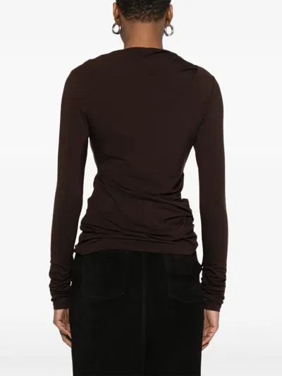 Entire Studios Drape Long-sleeve Top In Brown