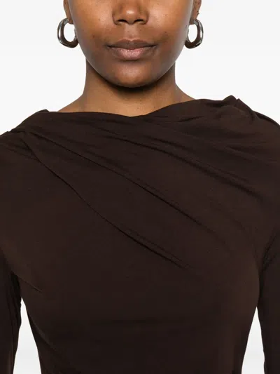 Entire Studios Drape Long-sleeve Top In Brown
