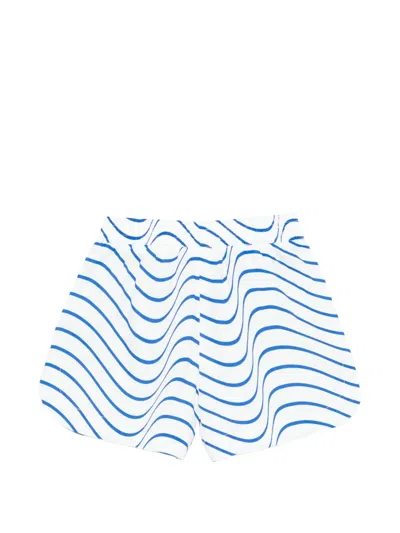 Msgm Striped Shorts In Blue