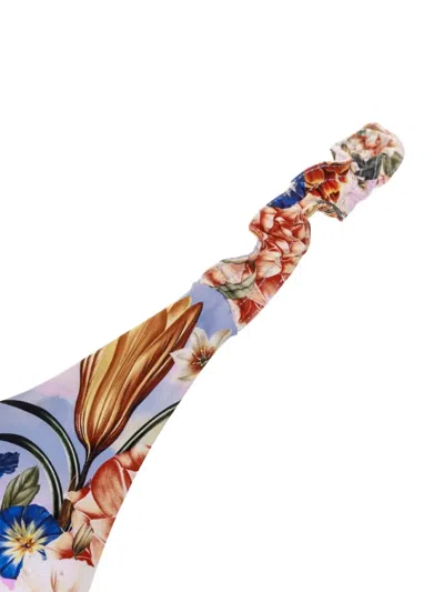 Agua Bendita Adele Ruffled Floral-print Bikini Bottom In Purple