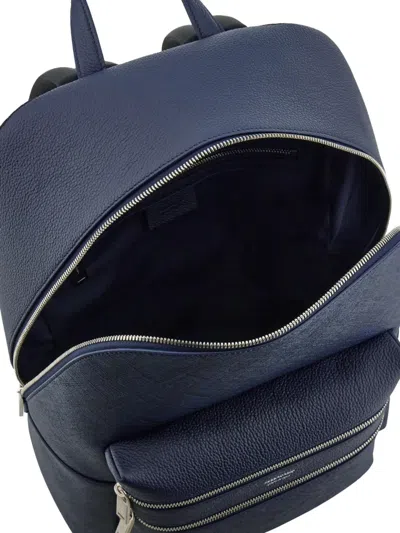 Ferragamo Embossed Gancini Backpack In Blue
