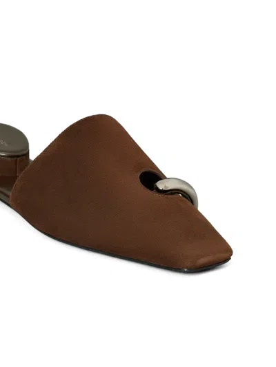 Tory Burch Pierced Mules In Brown