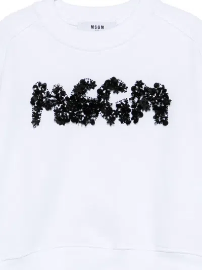 Msgm Logo-embellished Sweatshirt In White