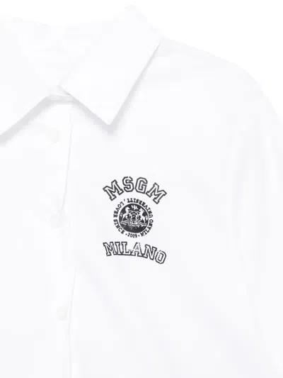 Msgm Buttoned Collared Shirt In White