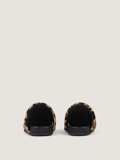 Givenchy Label Flat Mules In Pony Effect Leather With Leopard Pattern In Animal Print