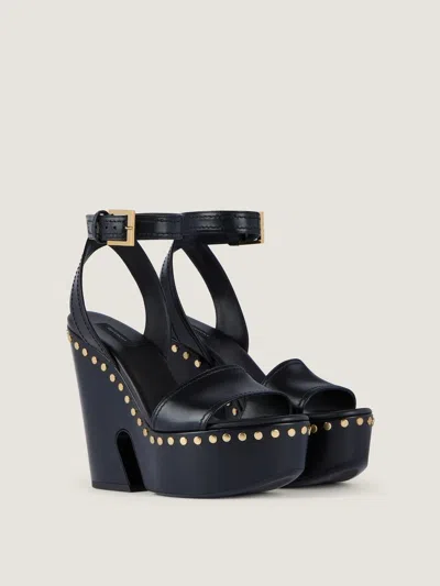 Givenchy Clog Platform Sandals In Leather With Studs Detail In Black