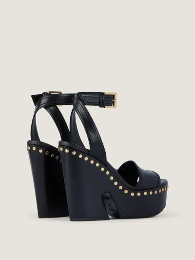 Givenchy Clog Platform Sandals In Leather With Studs Detail In Black