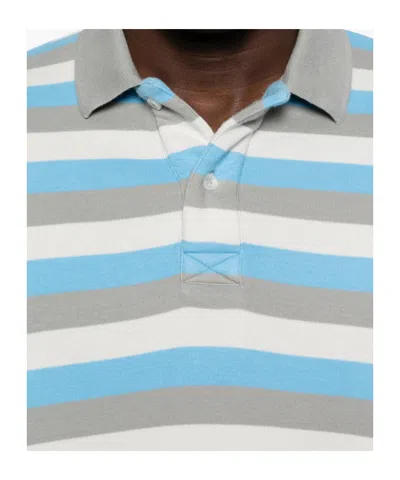 Erl Multicolor Long-sleeved Polo Shirt With Striped Motif In Cotton Man In Blue