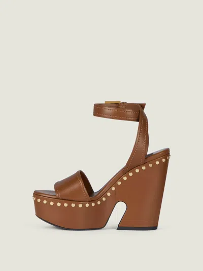 Givenchy Clog Platform Sandals In Leather With Studs Detail In Brown