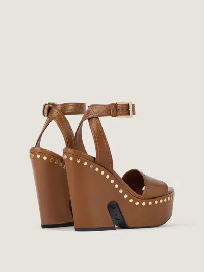 Givenchy Clog Platform Sandals In Leather With Studs Detail In Brown