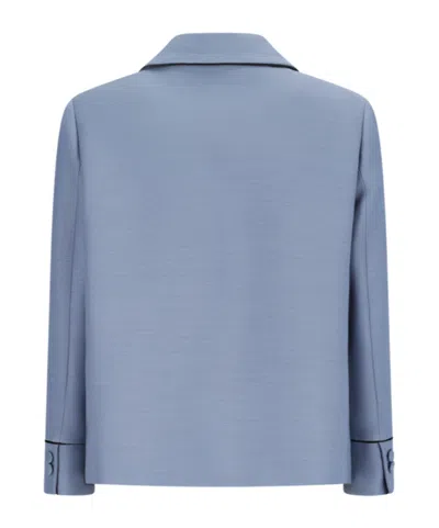 Fendi Piped Blouson Jacket In Blue