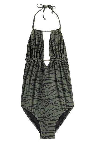 Melissa Odabash Printed Maillot Bathing Suit In Green