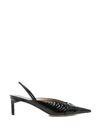 Tom Ford Semi Shiny Printed Python Bc Slingback In Black