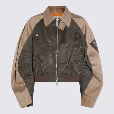 Sacai Oversized Cotton-canvas And Shell Bomber Jacket In Green