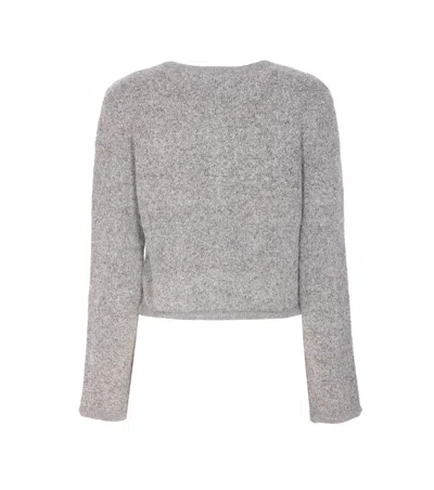 Dunst Grey Collarless Knit Jacket In Gray