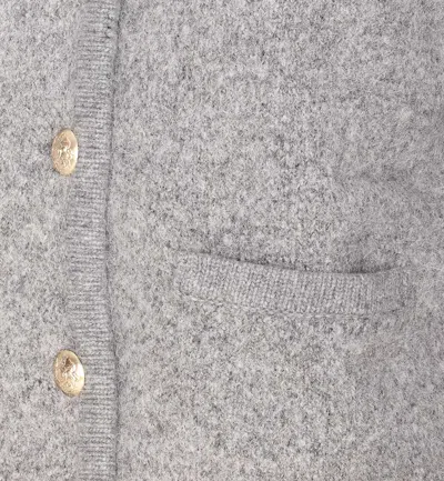 Dunst Grey Collarless Knit Jacket In Gray