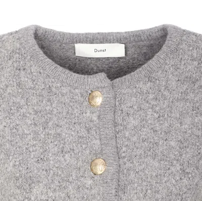 Dunst Grey Collarless Knit Jacket In Gray